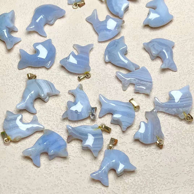 Blue lace agate dolphins