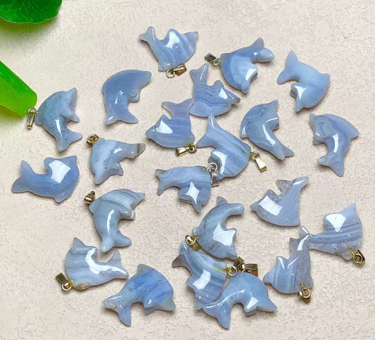 Blue lace agate dolphins